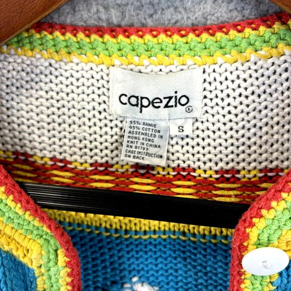 VTG 90s Caridgan Womens Small Artsy Twee Retro Funky Colorful Crop Knit Rainbow - Picture 5 of 12